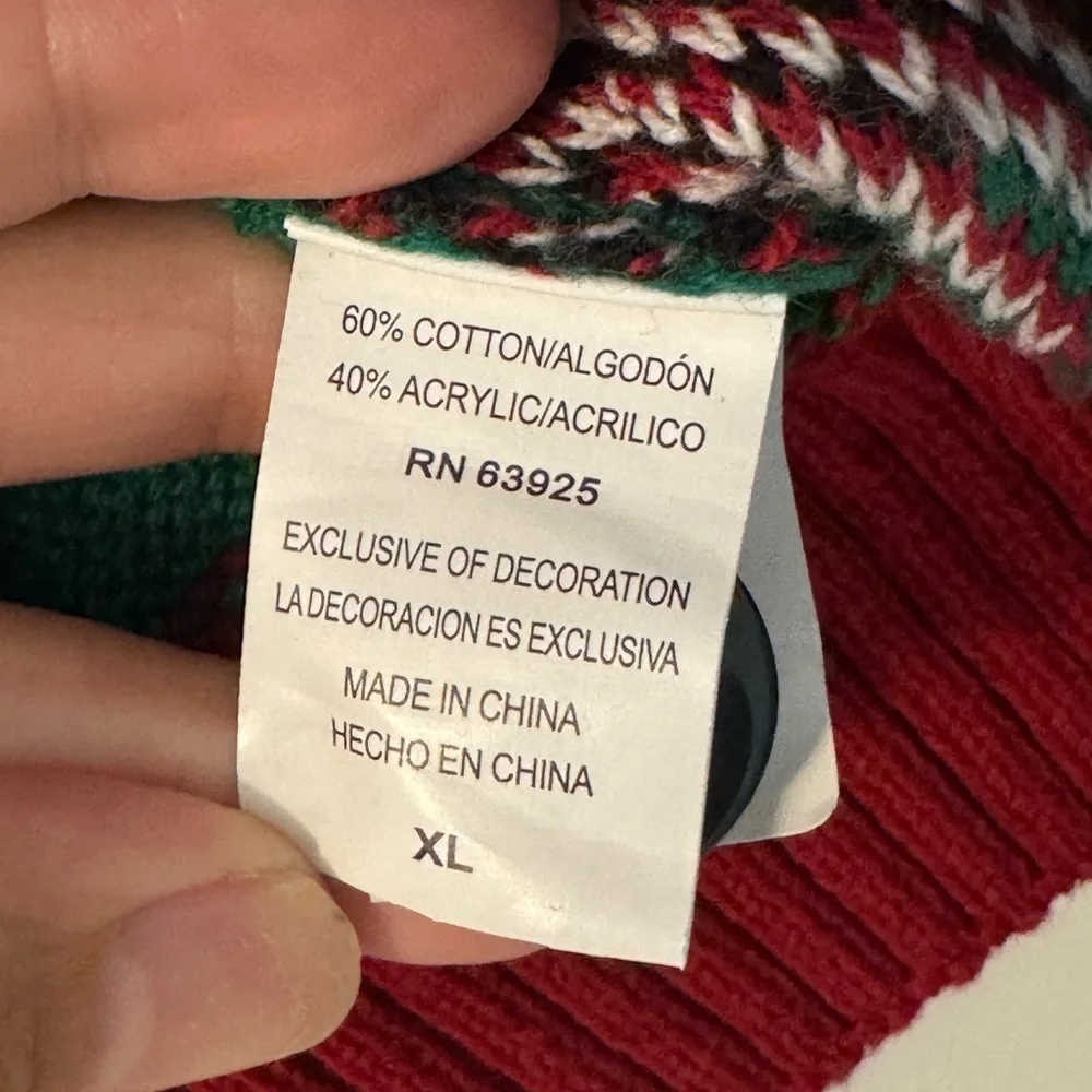 Festive Christmas Men's Sweater with Tie Design- Size XL